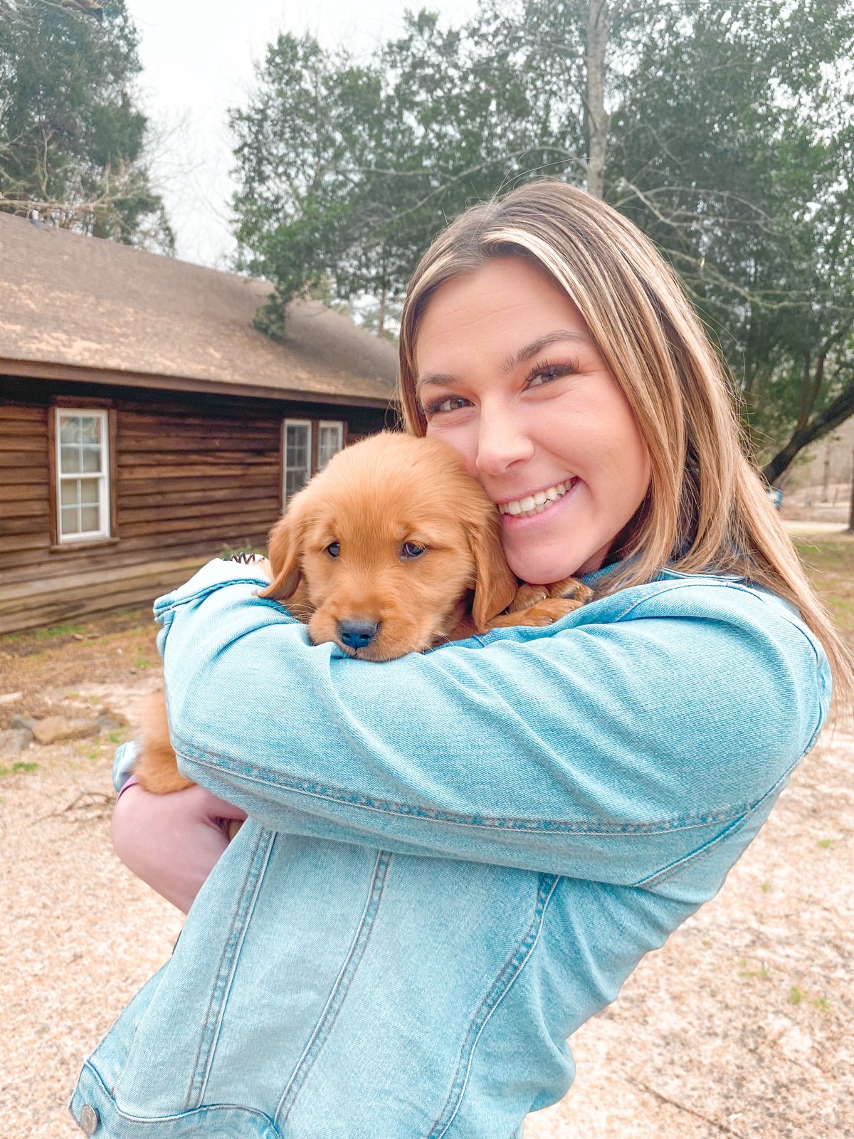 Sharon and family with their Golden Retriever