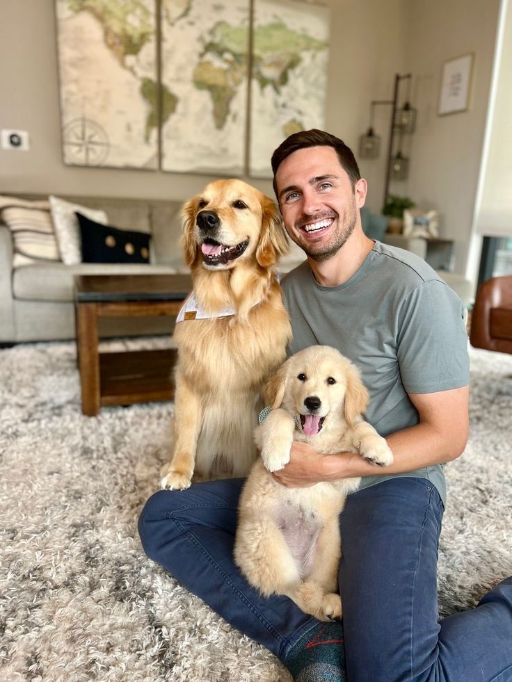 Colleen with her Golden Retriever puppy